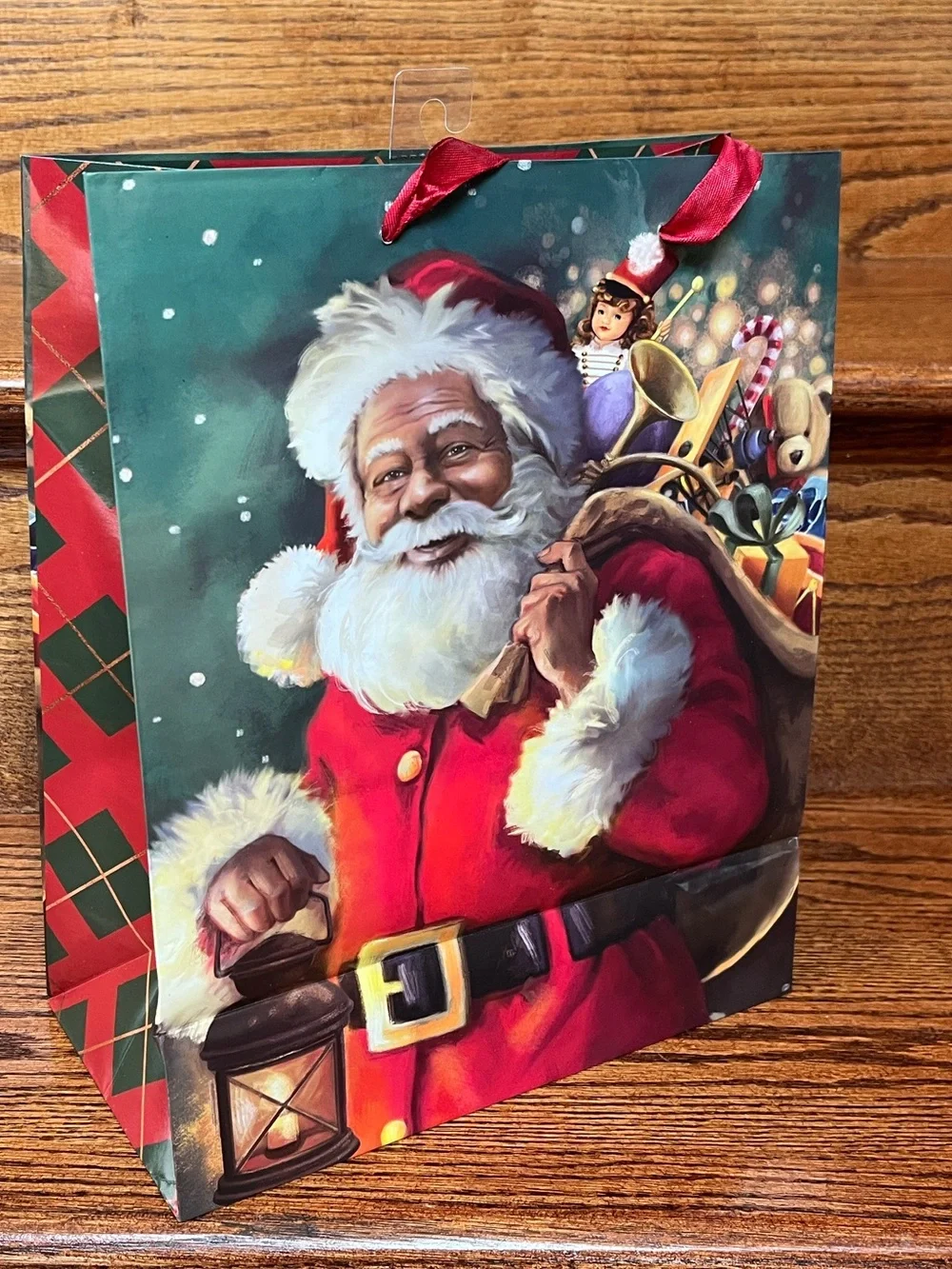 5 African American Santa Themed Holiday Christmas Gift Bags